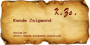 Kende Zsigmond névjegykártya